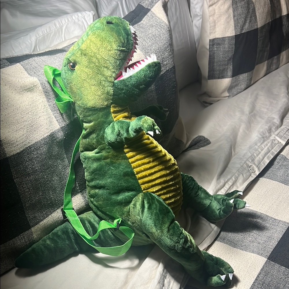 2 Green Dinosaur Plush Backpack